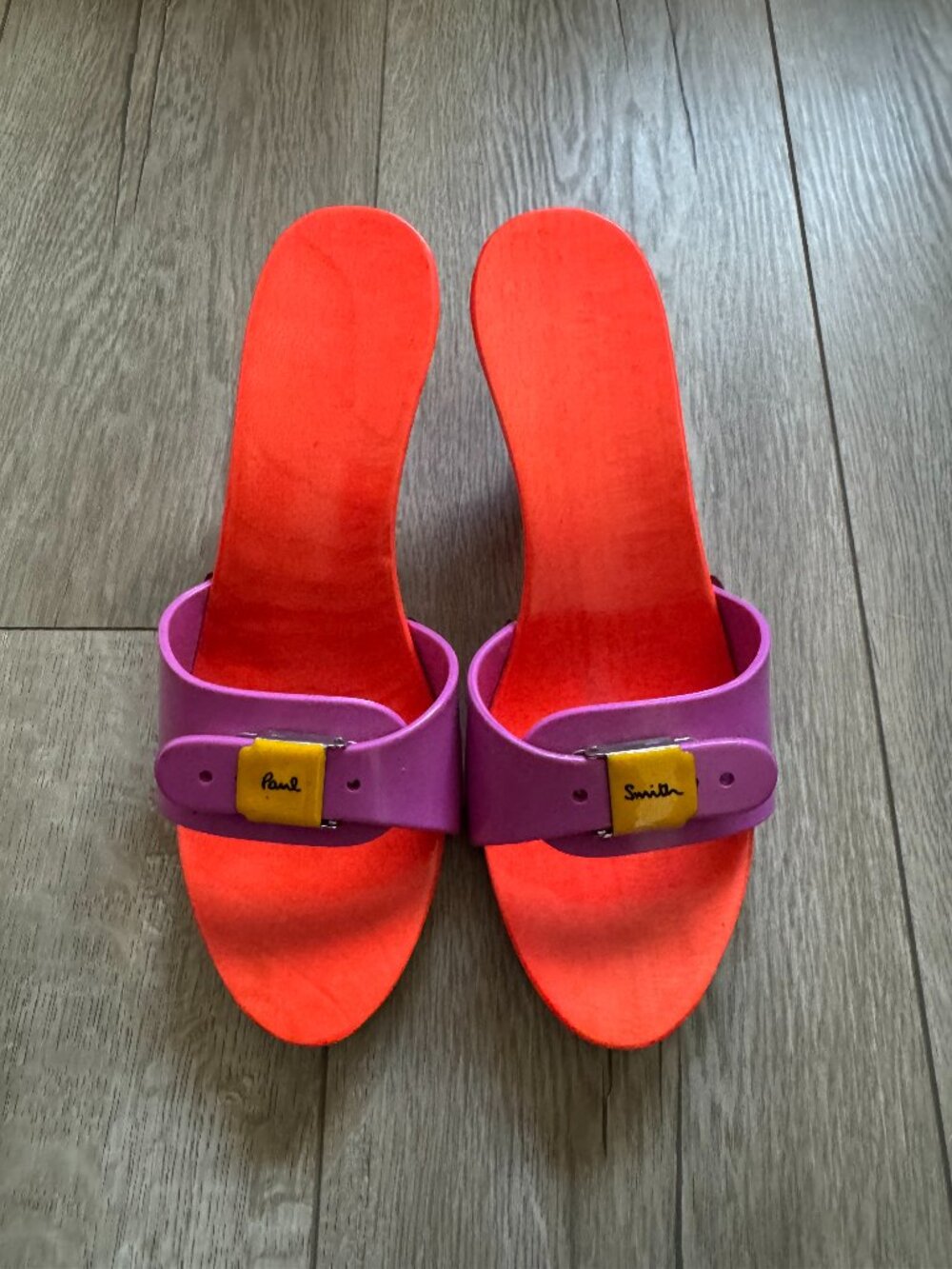 Paul Smith Wooden Heeled Mules EU 37 Orange Purple